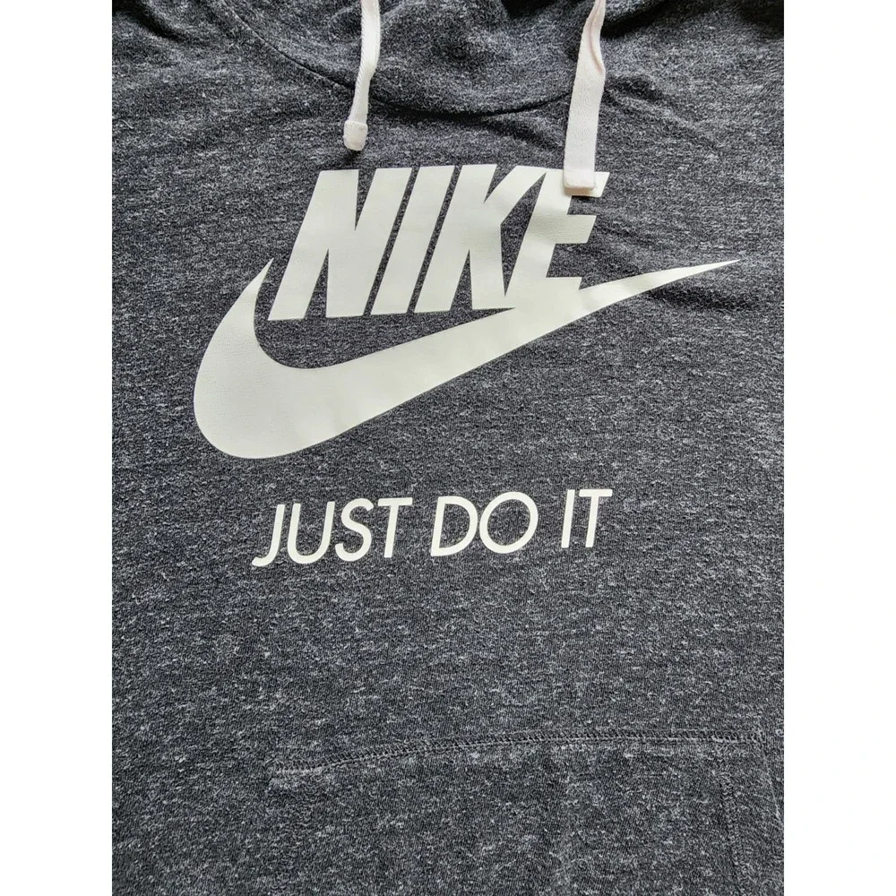 Nike Lightweight Charcoal Grey Logo Hoodie Womens XL Pullover Just Do It